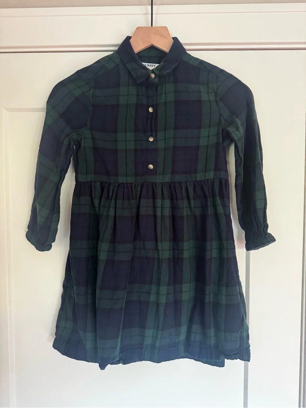 Old Navy Girls' Green and Navy Plaid Dress